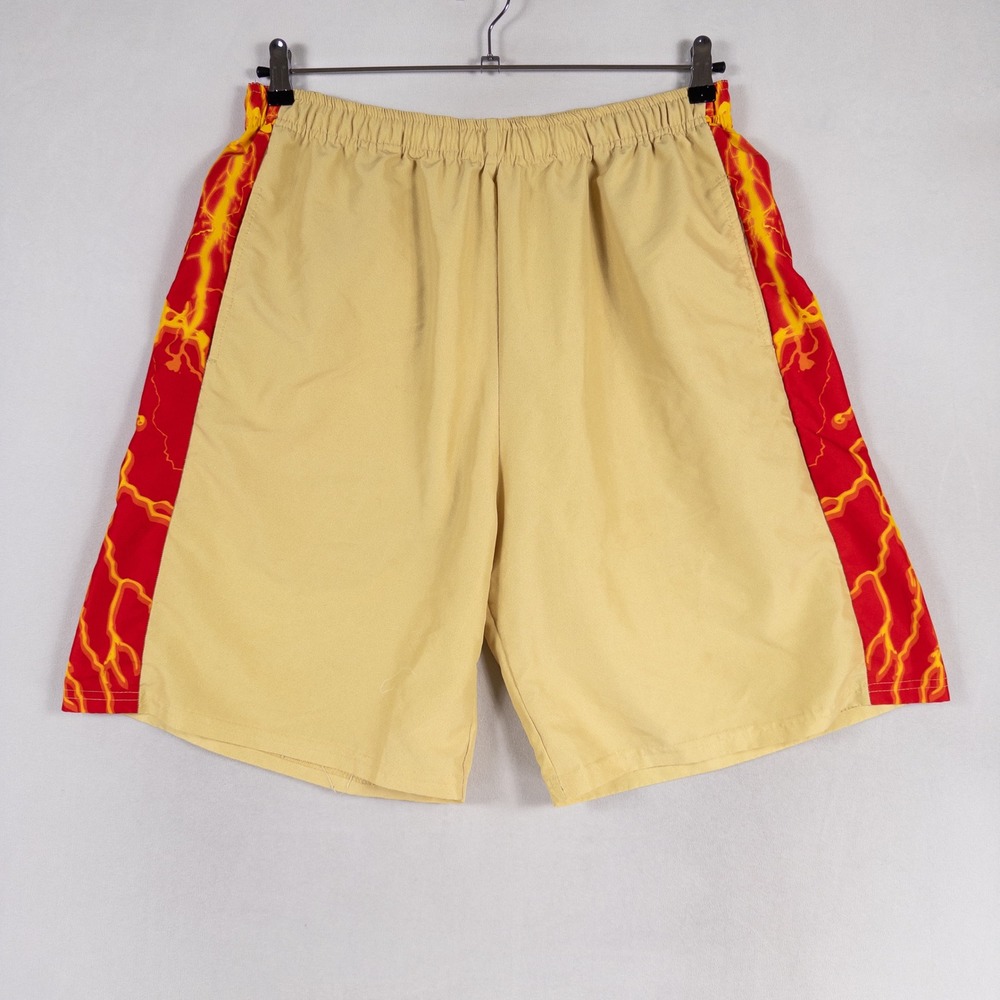 Vintage Rover Plus Nine Shorts Mens XL Yellow Lightning Bolt Retro Sporty